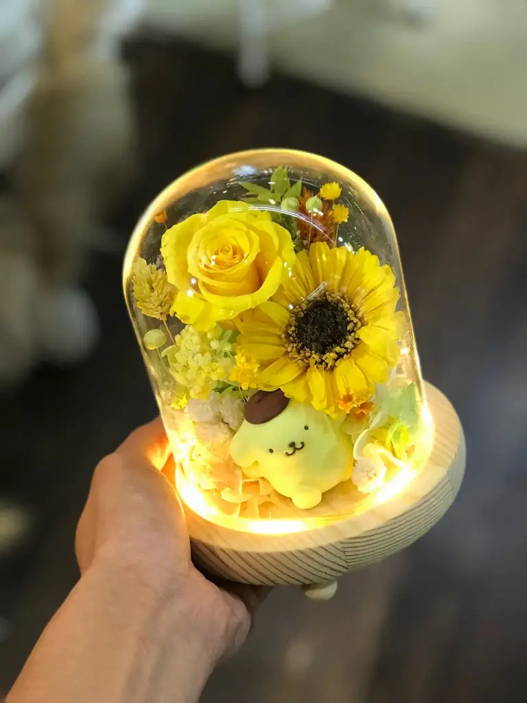 永生花玻璃罩公仔 