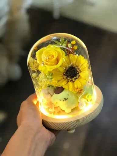 永生花玻璃罩公仔 